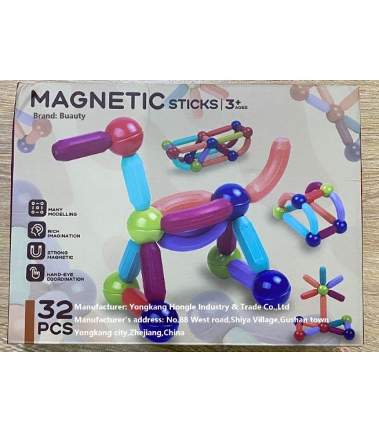 32 Piece Magnetic toys Building Sticks Set. 720 Sets. EXW Houston, TX